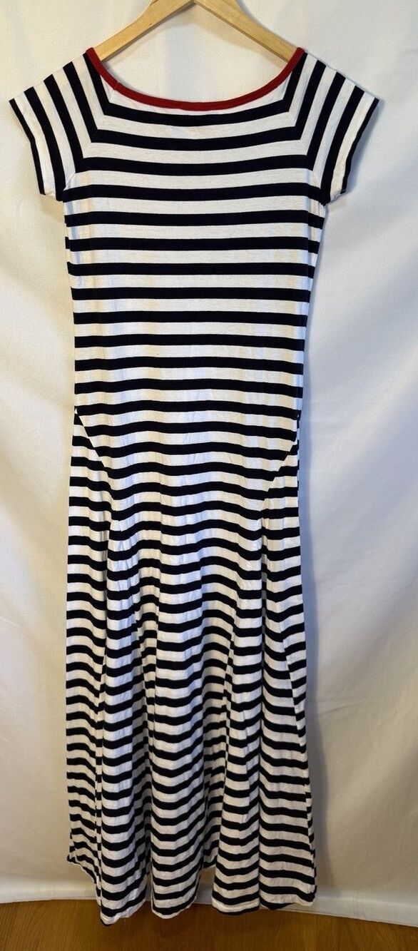Polo Ralph Lauren T-Shirt Maxi Dress M Navy Stripe Nautical Preppy PIma Cotton - Picture 3 of 7